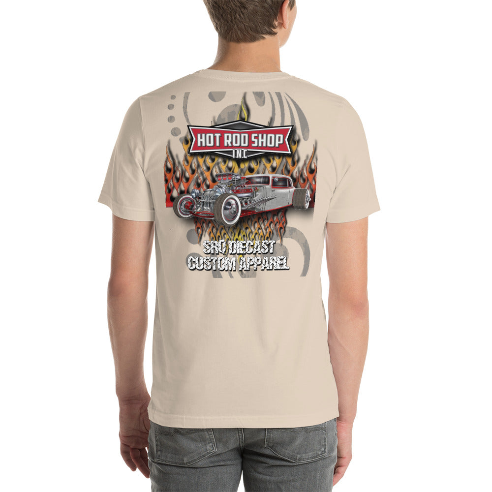 Unisex t-shirt - Hot Rod Shop - SRQ Diecast Custom Apparel