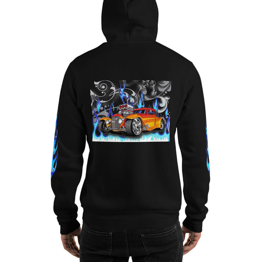 Unisex Hoodie - Orange Hot Rod Blk - SRQ Diecast Custom Apparel