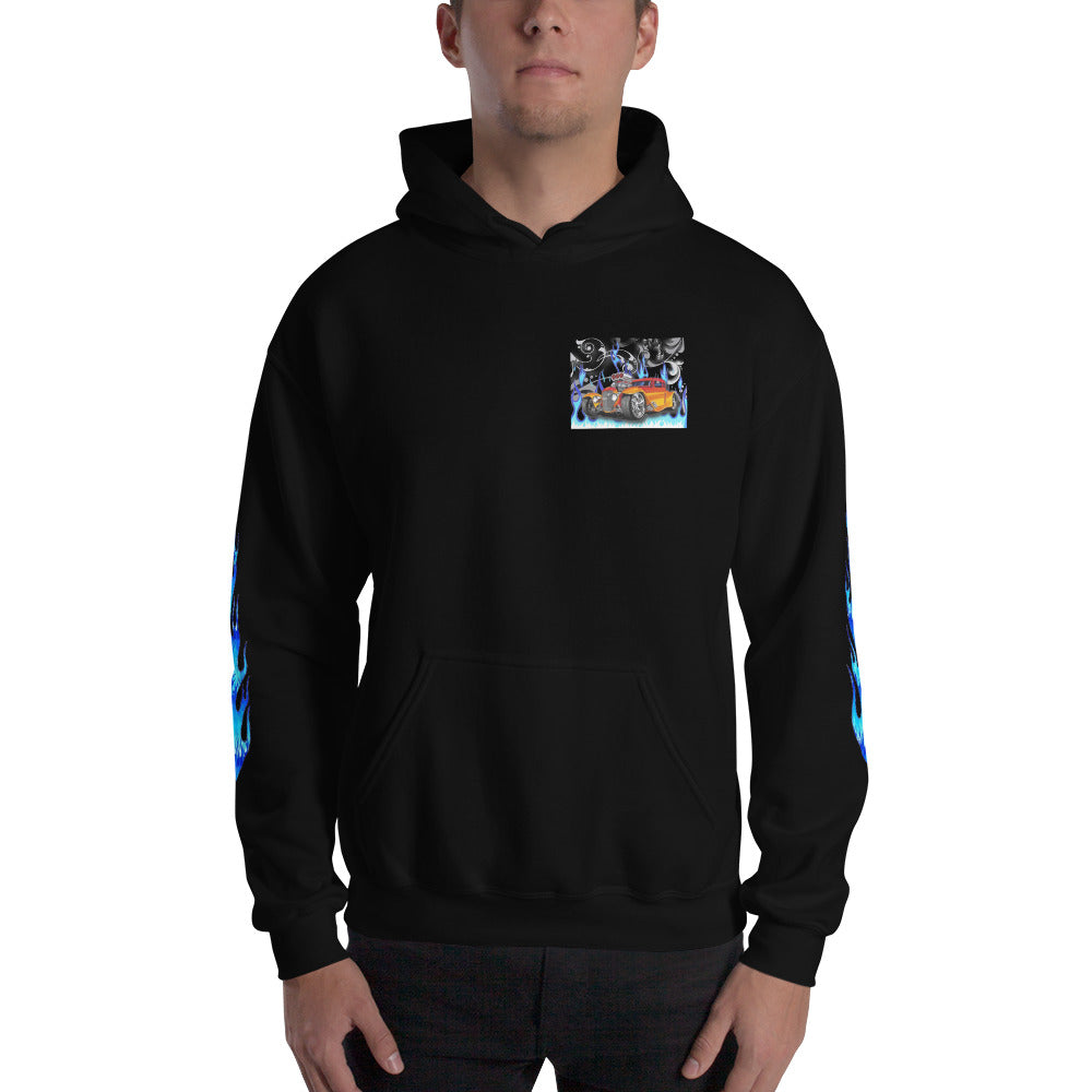 Unisex Hoodie - Orange Hot Rod Blk - SRQ Diecast Custom Apparel