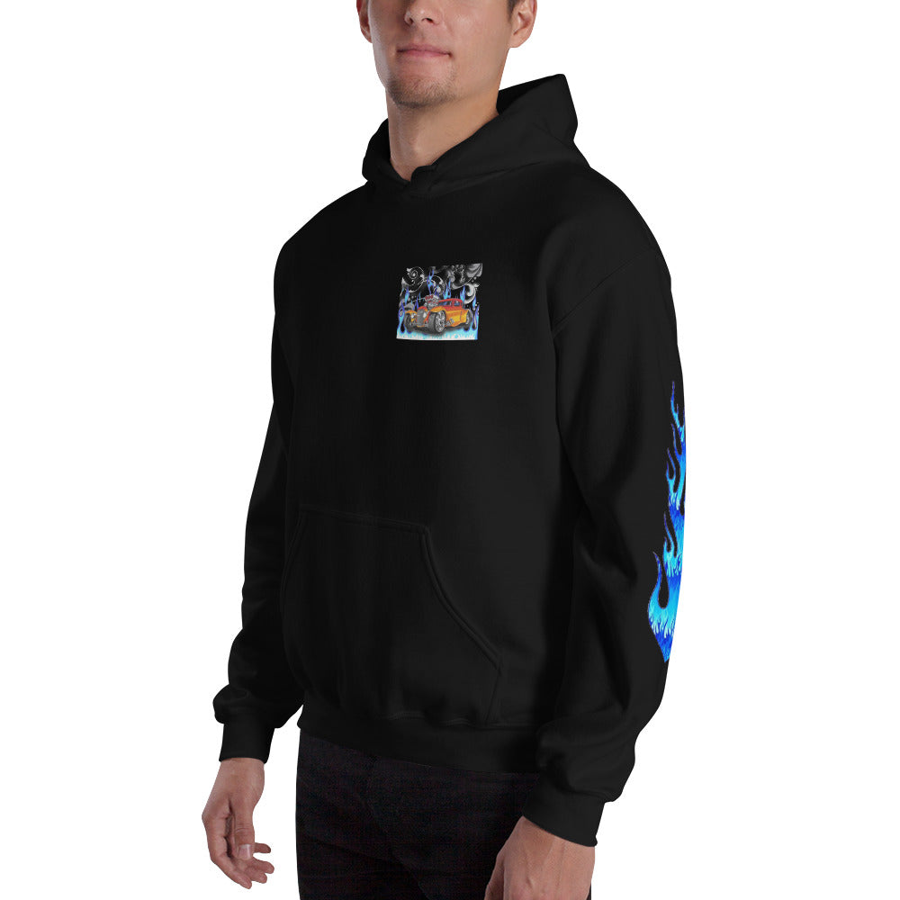 Unisex Hoodie - Orange Hot Rod Blk - SRQ Diecast Custom Apparel