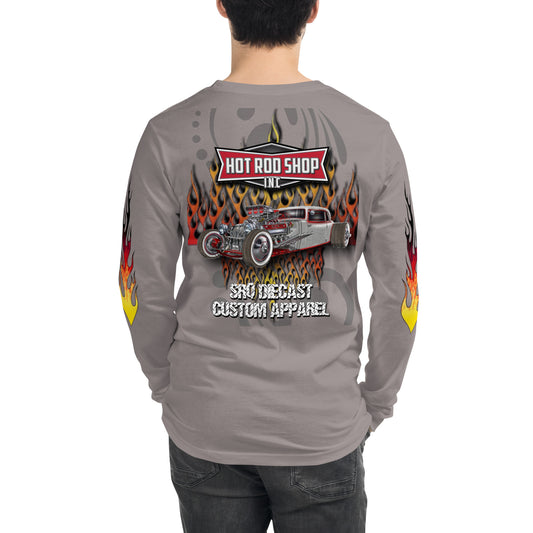Unisex Long Sleeve Tee - Hot Rod Shop - SRQ Diecast Custom Apparel