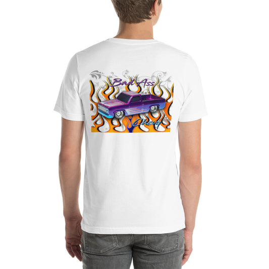 Unisex t-shirt - Bad Ass Chevy White - SRQ Diecast Custom Apparel