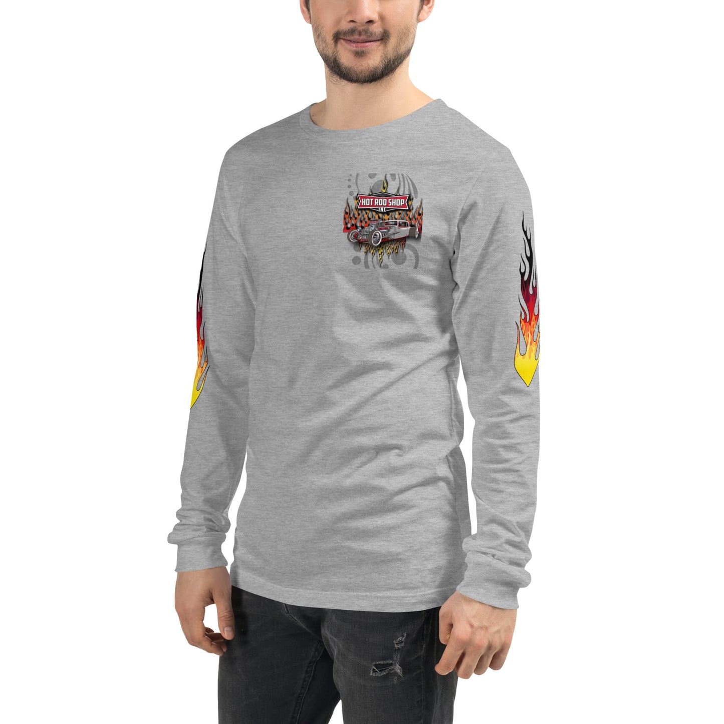 Unisex Long Sleeve Tee - Hot Rod Shop - SRQ Diecast Custom Apparel